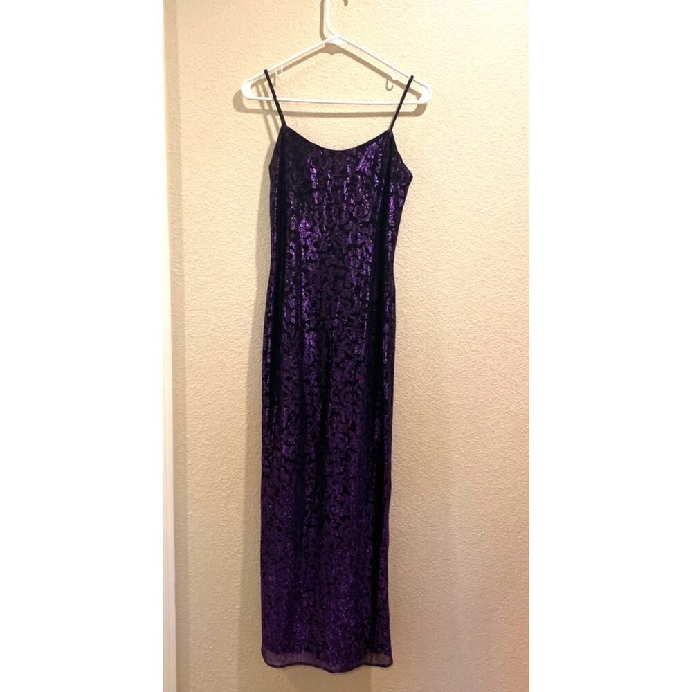 Jessica McClintock Gunne Sax Purple Vintage Metallic Blend Maxi Dress Size 3/4